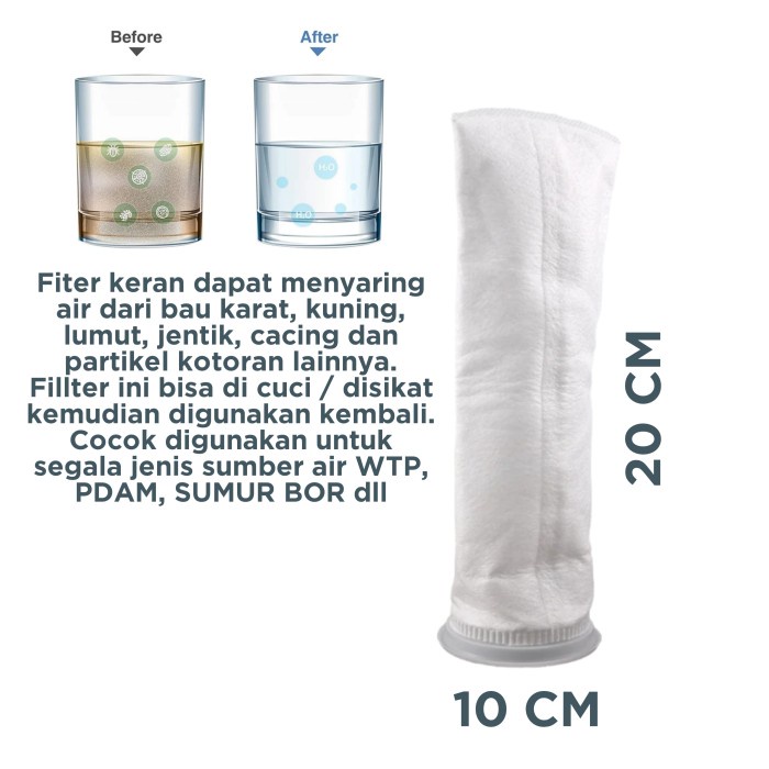 filter kain air keran saringan penjernih water purifier polyester 1 micron 10x20cm