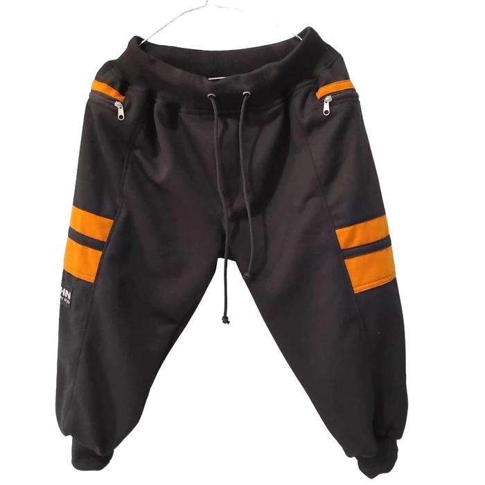 Lariss- Celana Jogger Pendek Olahraga RHN My Style 3/4 Kain Fleece Nyaman Hitam Oren Abu Sport