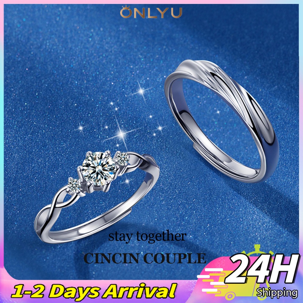 Cincin Couple-Stay Together Cincin Pasangan Cincin Silver Titanium Campuran Adjustable Cincin Dw05