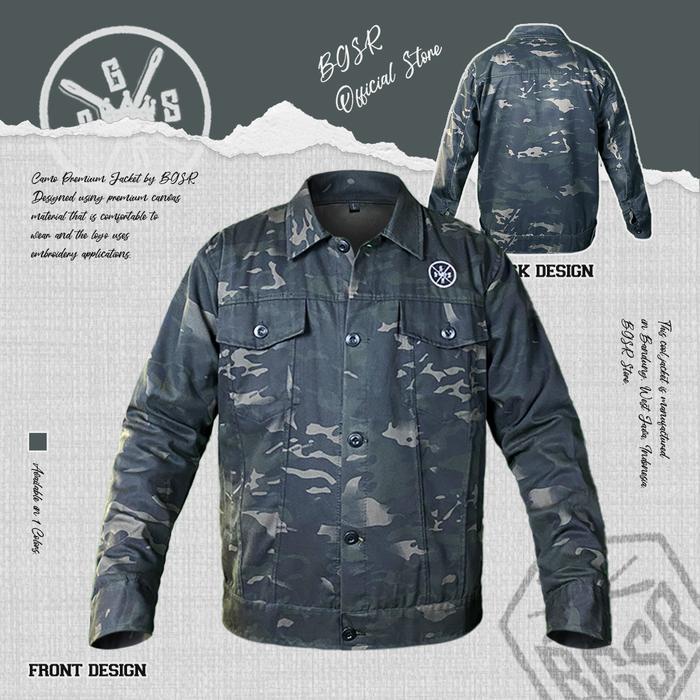 Jaket Parka Camo Pria Jacket Loreng Hitam Casual Canvas Adem Premium - CAMO.PREMIUM Panjang Keren