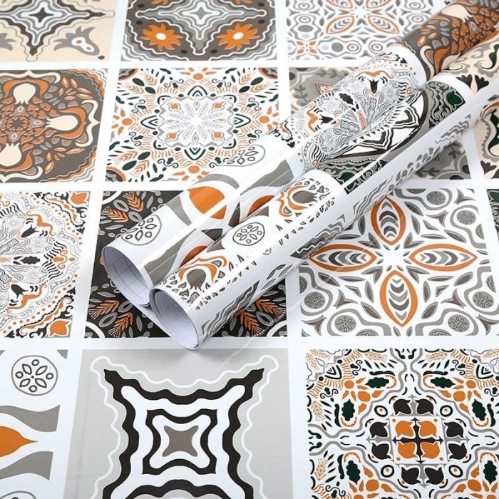 ROYzC- wallpaper dinding tegel vintage stiker tegel dapur lantai