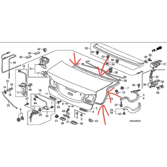 Terbagus Karet Balon Bagasi Weatherstrip Trunk Lid Honda Civic Fd 2006-2012