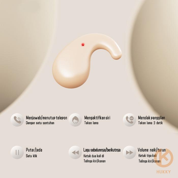 Hukky Zr3 Headset Bluetooth Earphones Tws Sleepbuds Mini Invisiable - Ponsel Bass Microphone, Noise