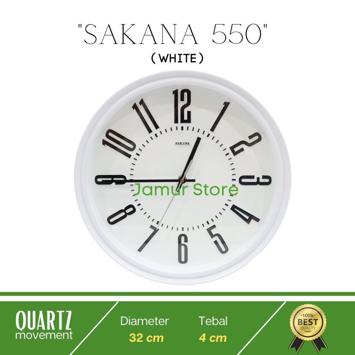 Wall Clock Sakana 550 Putih/Jam Dinding Sakana 550 Sakana