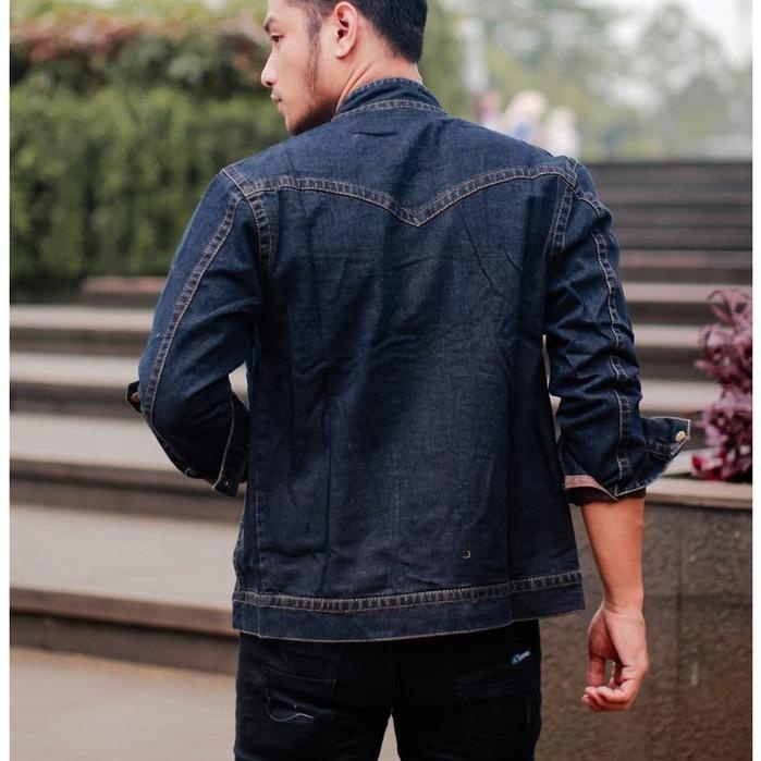 Lariss- Jaket Distro Jeans Denim Biru Resleting Simple Keren Nyaman Jaket Formal Pria Hitam Garmen