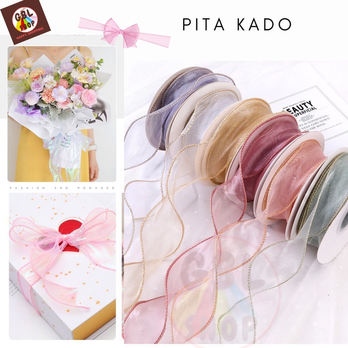 

Peno_Hay Pita Kado Transparan 4cm Pita hamper Pita Bunga Souvenir 10 yard