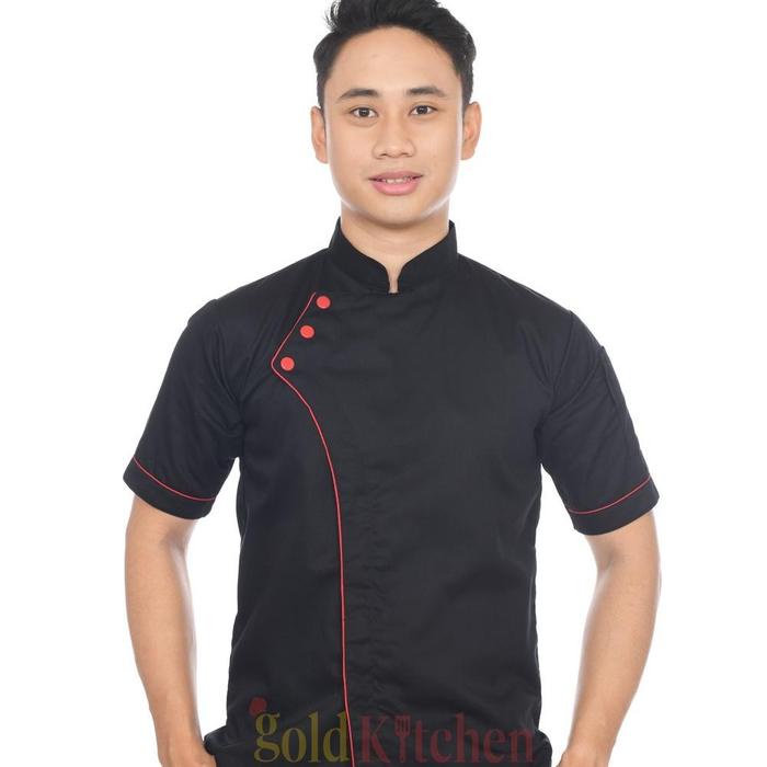Dresto- Baju Chef Baju Koki Chef Jacket Pria Wanita Lengan Pendek Warna Hitam Navy Abu Putih