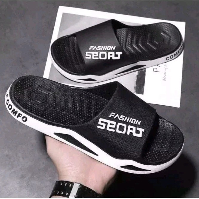 Dresto- Sandal Slop Cowok Dewasa Bahan Karet Jelly Sandal Slop Pria Dewasa Kekinian Anti Slip
