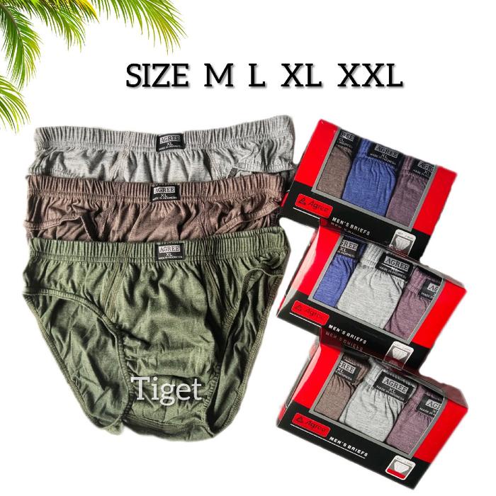 Isi 3 Celana Dalam Pria Cowok Dewasa Agree 8886 Size M L XL XXL Murah Termurah Berkualitas Boxer