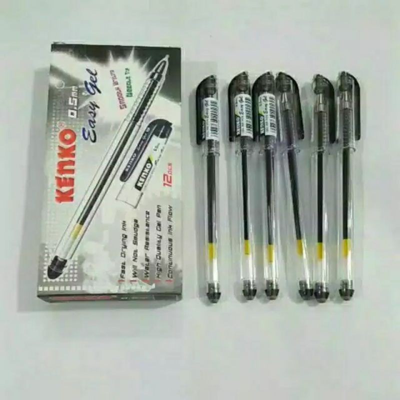 

KENKO pen easy gel 0.5 hitam pulpen pena bolpen 1 PACK / 12 Pcs Dw05