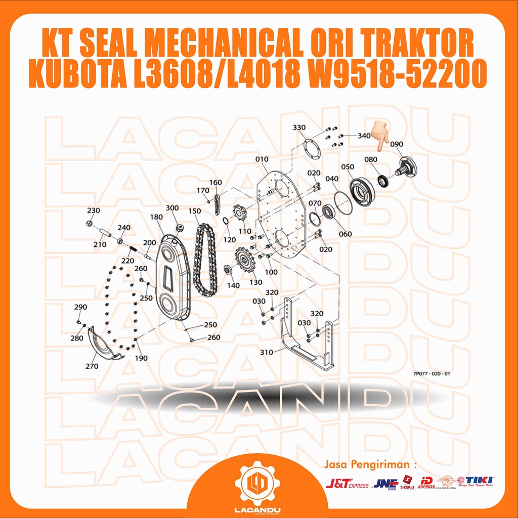 KT SEAL MECHANICAL ORI TRAKTOR KUBOTA L3608/L4018 W9518-52200 FOR TRAKTOR LACANDU PART