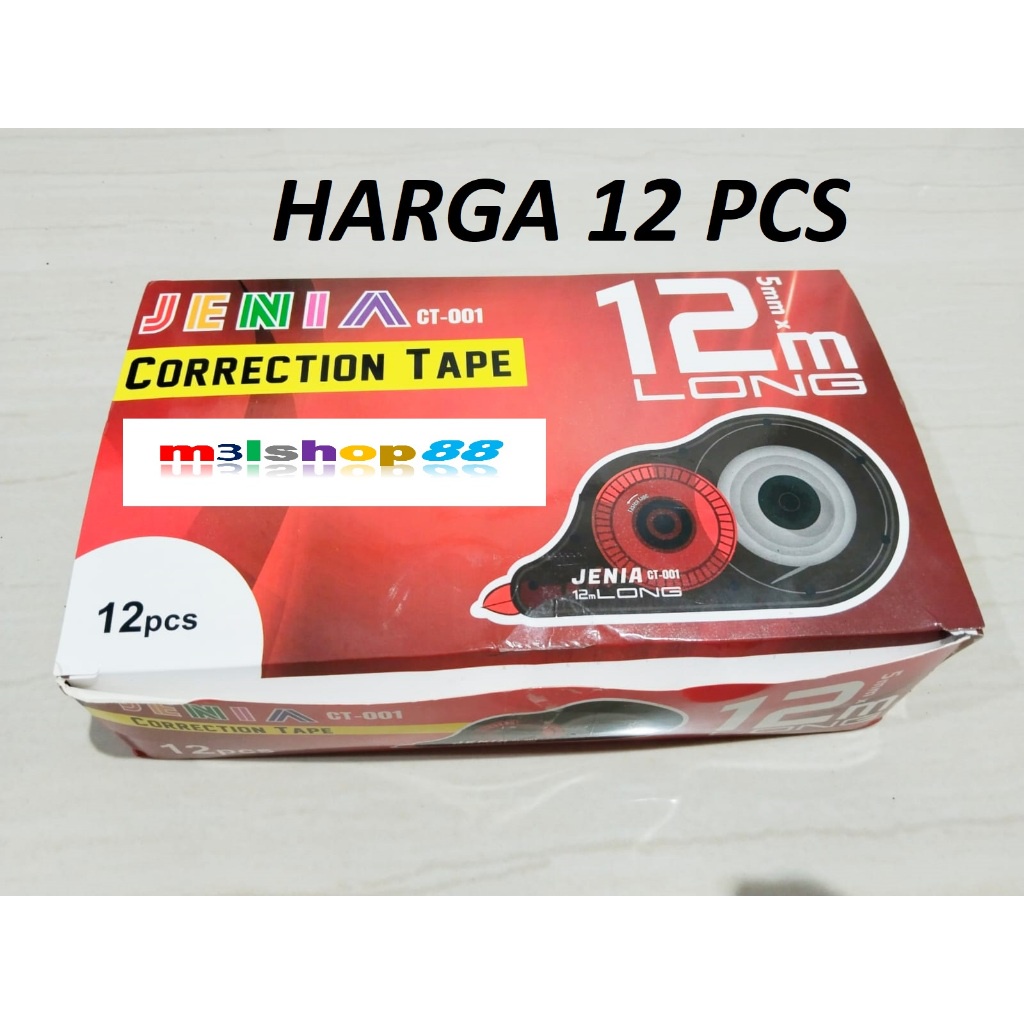 

Correction Tape / Tipex Roll / Tipex Kertas 12 Mtr JENIA-12 Pcs Dw05