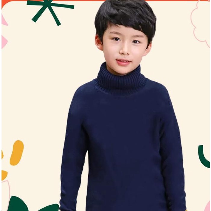 Litture- Kaos Anak TurtleNeck (1-12tahun) Lengan Panjang Cotton Combad 24s