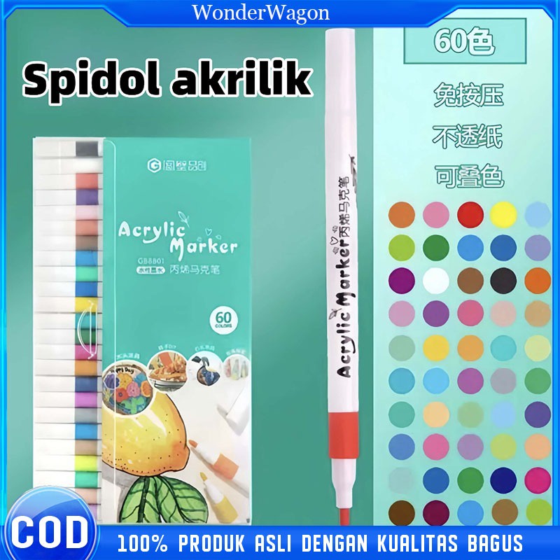 

COD Acrylic Marker Spidol Akrilik 60/48/36Pcs Pen Akrilik Marker Warna Cepat Kering Tahan Air Sesuai