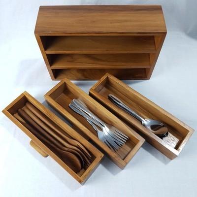 tempat sendok laci kayu / tempat sendok kayu estetik