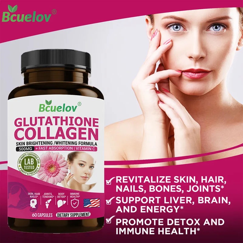 IMPORT GLUTATHIONE CAPSULE 500MG, POWERFUL WHITENING, BLEMISHES, VITAMIN C, ANTI-AGING, IMMUNITY