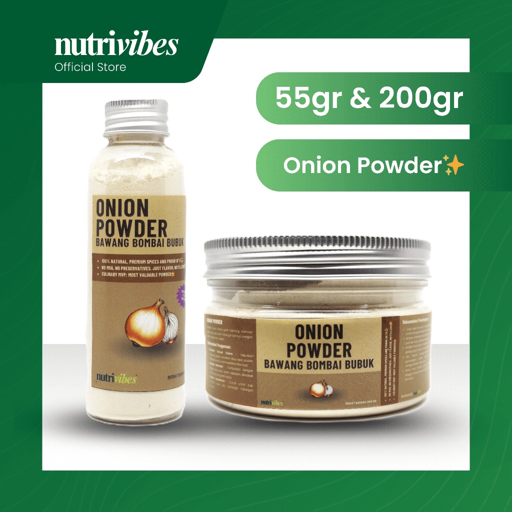

Bawang Bombay Bombai Bubuk / Onion Powder (Home Chef Edition 55gr & 200gr) - Nutrivibes