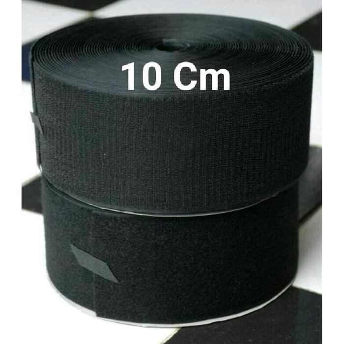 BERGARANSI 1 METER VELCRO PEREPET PEREKAT MAGIC TAPE 10 CM PEREKAT BAHAN / KAIN WARNA HITAM DAN