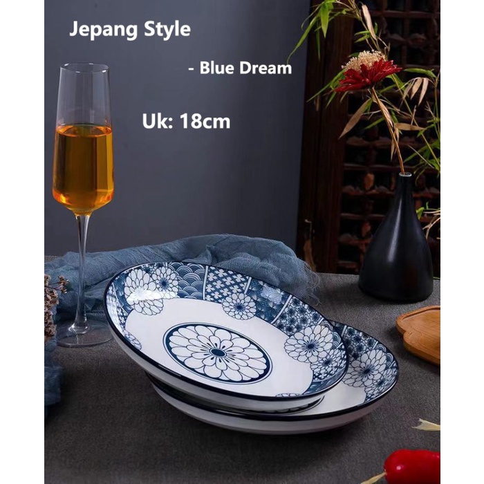 [Expert] Piring Keramik Jepang Motif Blue Dream