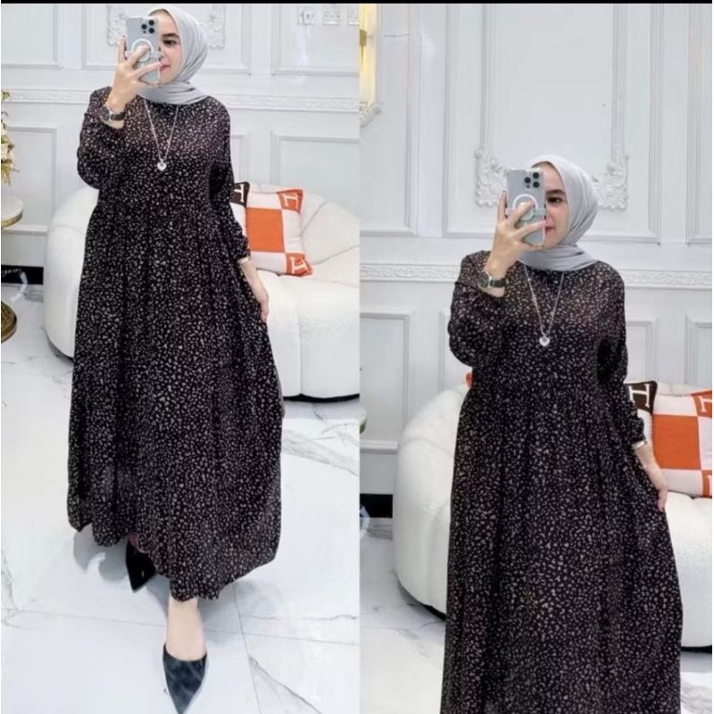 TERBARU Gamis Rayon Viscose Premium Terbaru - Gamis Midi Dress Rayon Motif Bahan Rayon Viscose