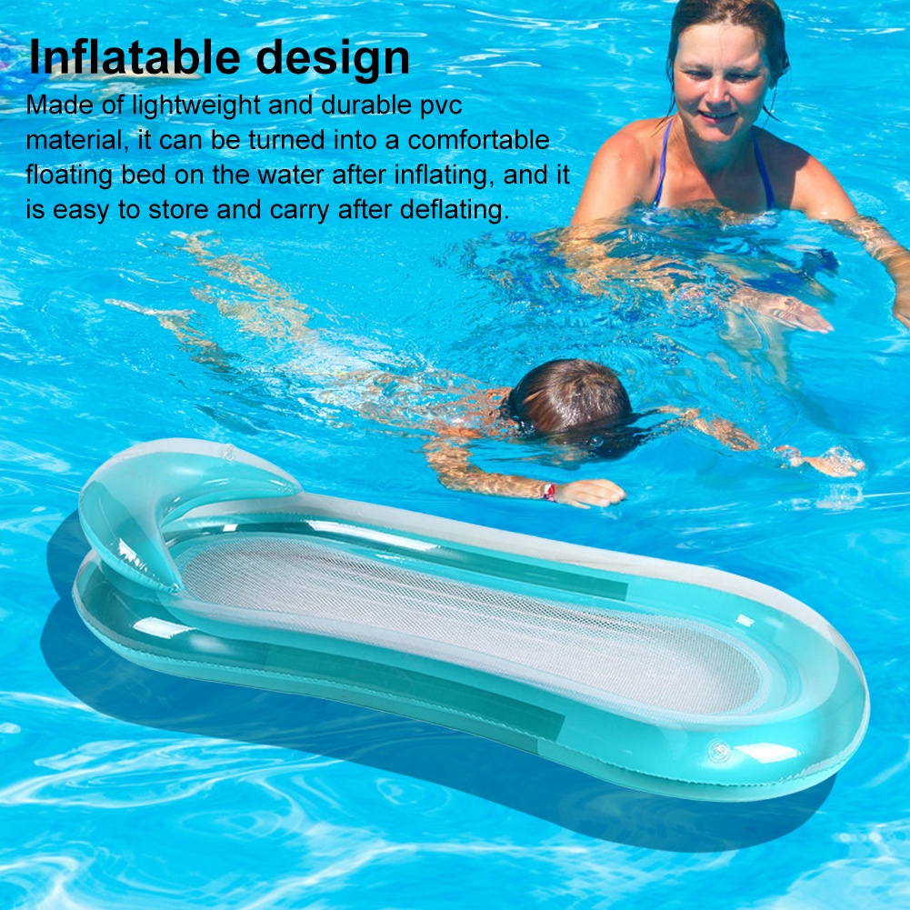 Inflatable Floating Mattress with Headrest Inflatable Water Sleeping Bed PVC Portable Floating Bed