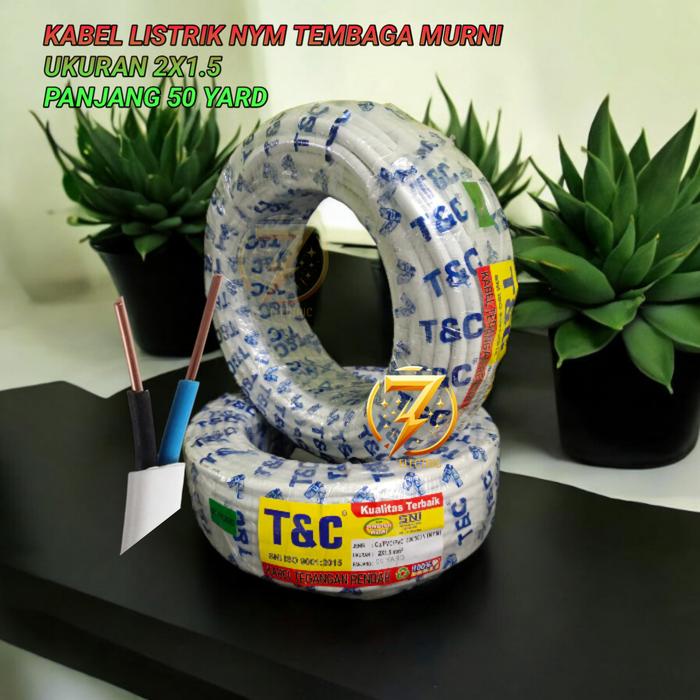 Sudimampir Kabel Listrik Nym Tembaga Murni T&C 2X1.5 Panjang 50 Yard Sudah Sni