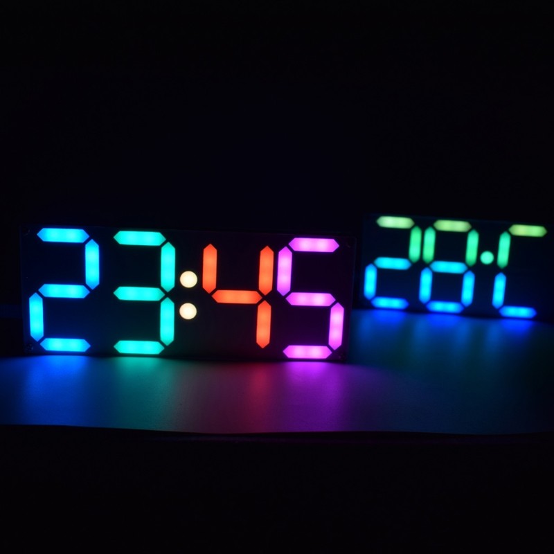 Large Rainbow Color Digital Tube DS3231 Clock DIY With Customizable Colors