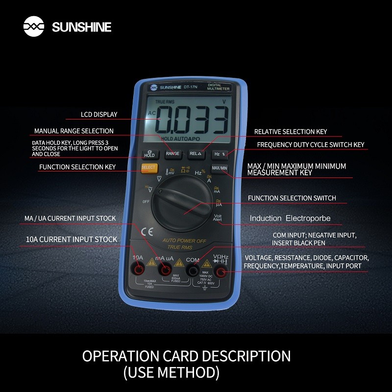 SUNSHINE dt 17n Multimeter Range lcd display Multimeter Auto Digital Multimeter is 35/6 automatic