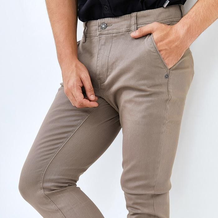 CASH ON DELIVERY Emba Denim - Trosic Celana Chinos Pria Slimfit Stretch Kantong Katun - Mid Brown, 2