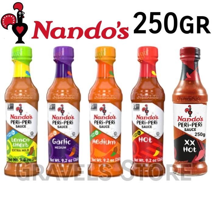

BisaInstan- [250gr] Nandos Peri Peri Sauce HOT / MEDIUM / GARLIC / LEMON HERB / XX HOT - Nando's Bumbu