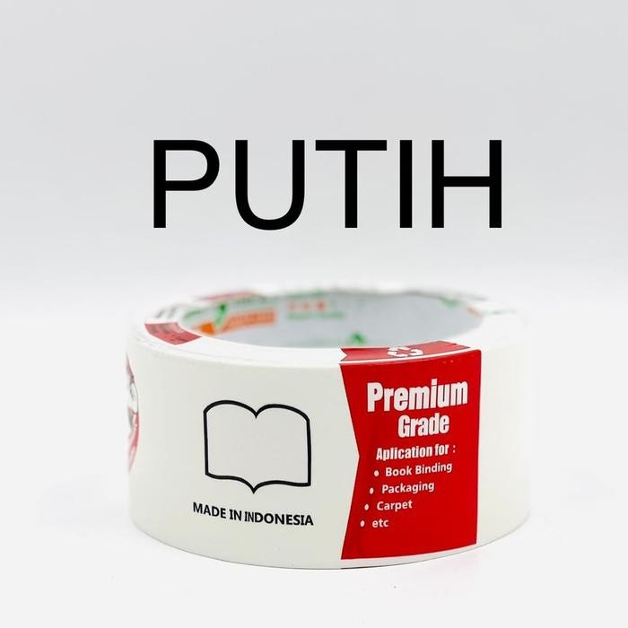 TERBARU ( 1 LAKBAN KAIN ) LAKBAN KAIN BERRY PUTIH 48 MM / Cloth Tape Warna Putih Berry 2" Inch 48 MM