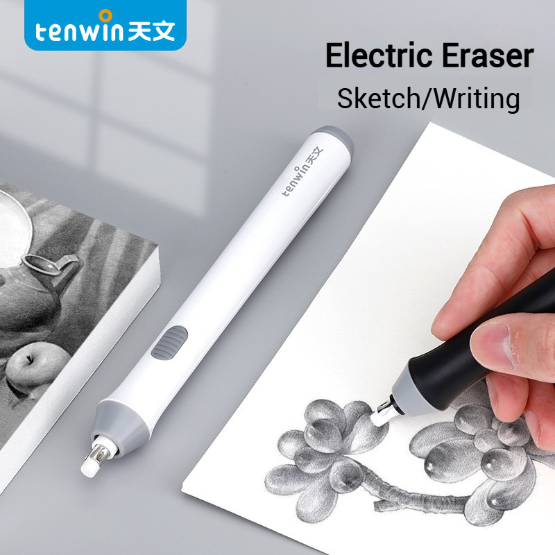 

Tenwin Adjustable Electric Rubber Eraser With Rubber Refills Battery Power For Sketch Drawing