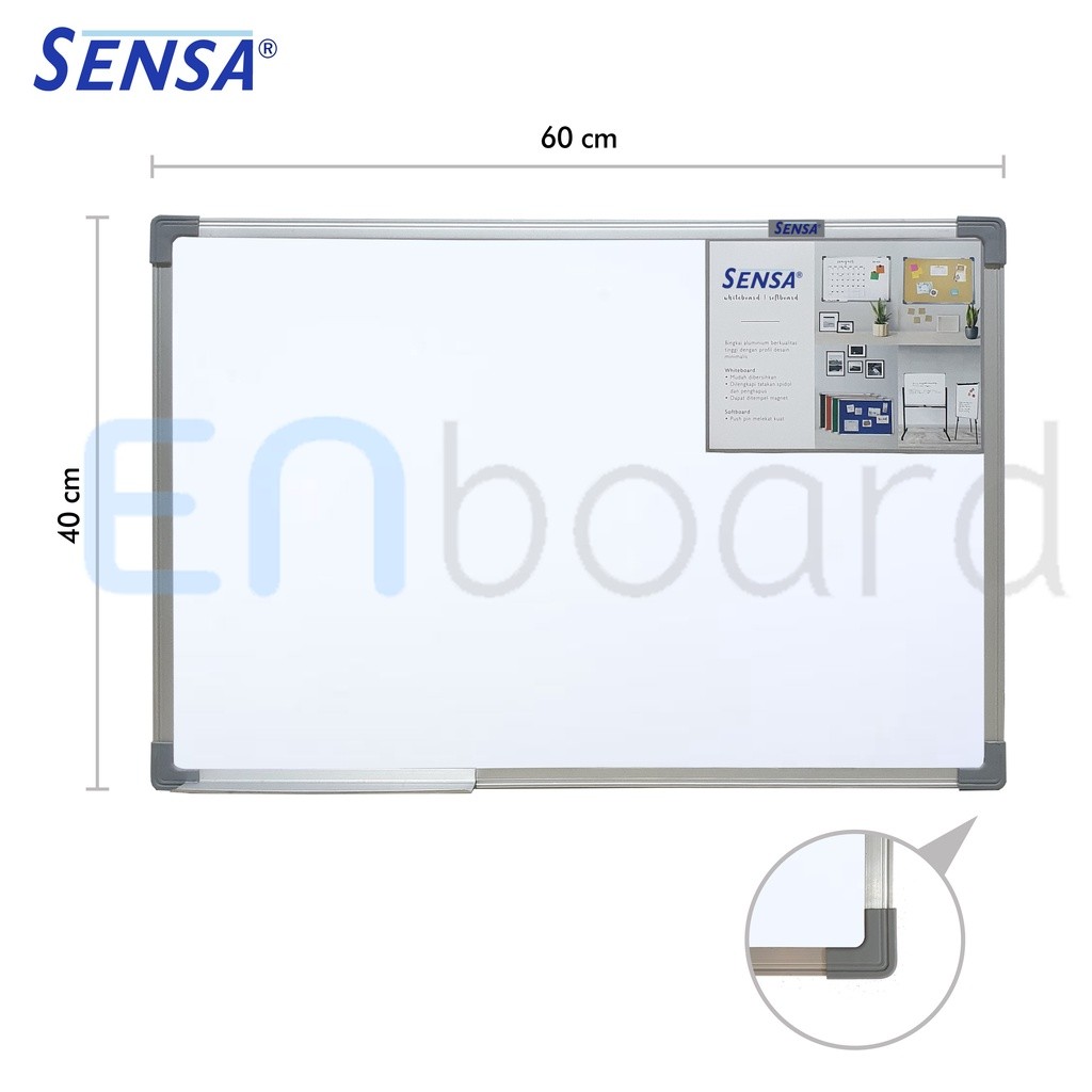 

Papan Tulis Whiteboard / White Board Gantung Magnet Single Face Sensa 40 x 60 cm