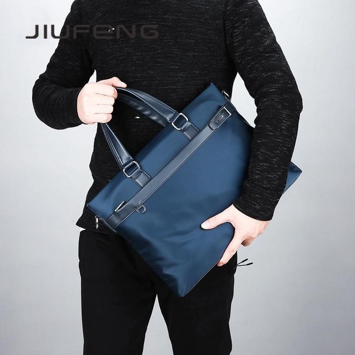 Bazzar Komp Jiufeng Tas Bahu Pria Bisnis Kanvas Tahan Air Satu Tas Kantor Tas Komputer 14 Inci