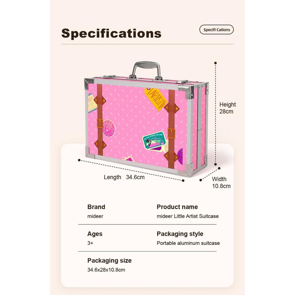 

ready stok mideer little artist suitcase colouring art set koper warna anak green original