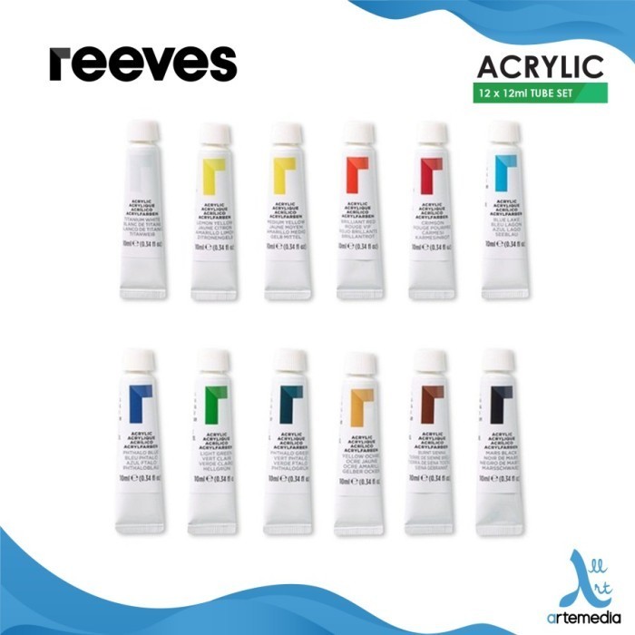 

ready stok reeves cat acrylic tube 12x12 ml color paint set akrilik original