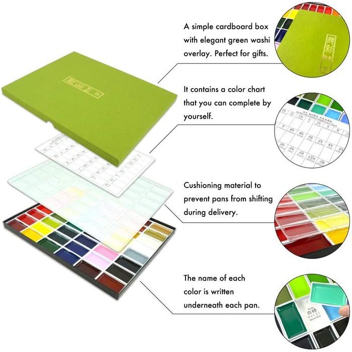 

ready stok kuretake gansai tambi watercolor palette - 48 color set original
