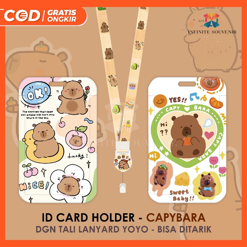 

(N017) ID Card Holder Tali Yoyo Capybara / Nametag Yoyo Kapibara / Card Holder Yoyo / Hewan Lucu