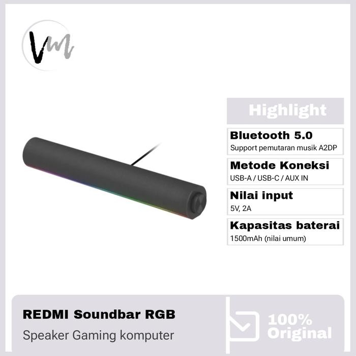 Xiaomi Redmi Speaker Soundbar komputer Bluetooth AUX koneksi Desktop Laptop Gaming RGB computer *
