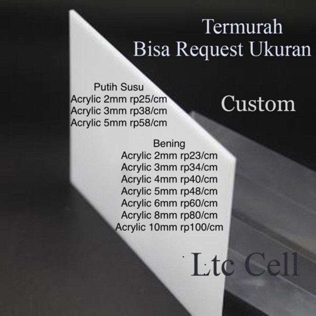 

Acrylic susu 2mm A2 size 42x60Cm Akrilik Putih Susu Potong Laser