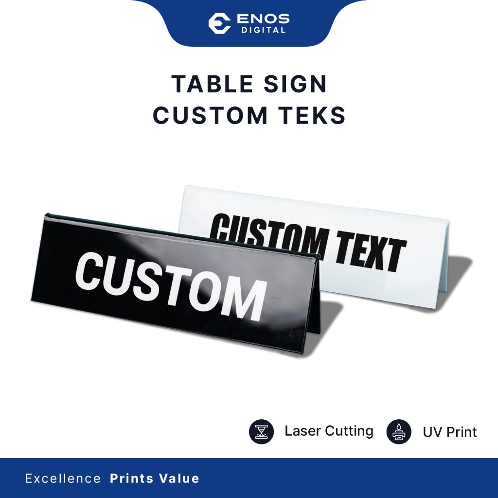 

Papan Nama Meja/ Akrilik Custom Tulisan/ Table Sign / Tent Card/ Akrilik Tag Tekuk Bending Segitiga