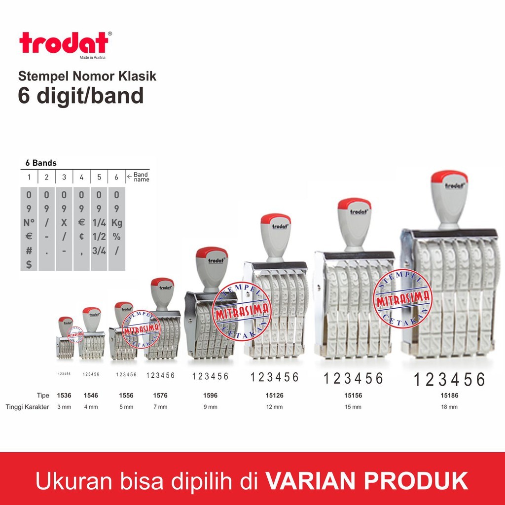 

Stempel klasik nomor merk Trodat 6 digit