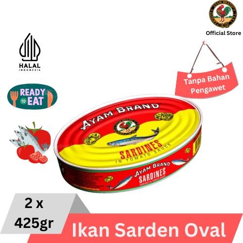 

NewZbgt- Ikan Sarden Kaleng Saus Tomat Oval Ayam Brand 2 pcs 425gr