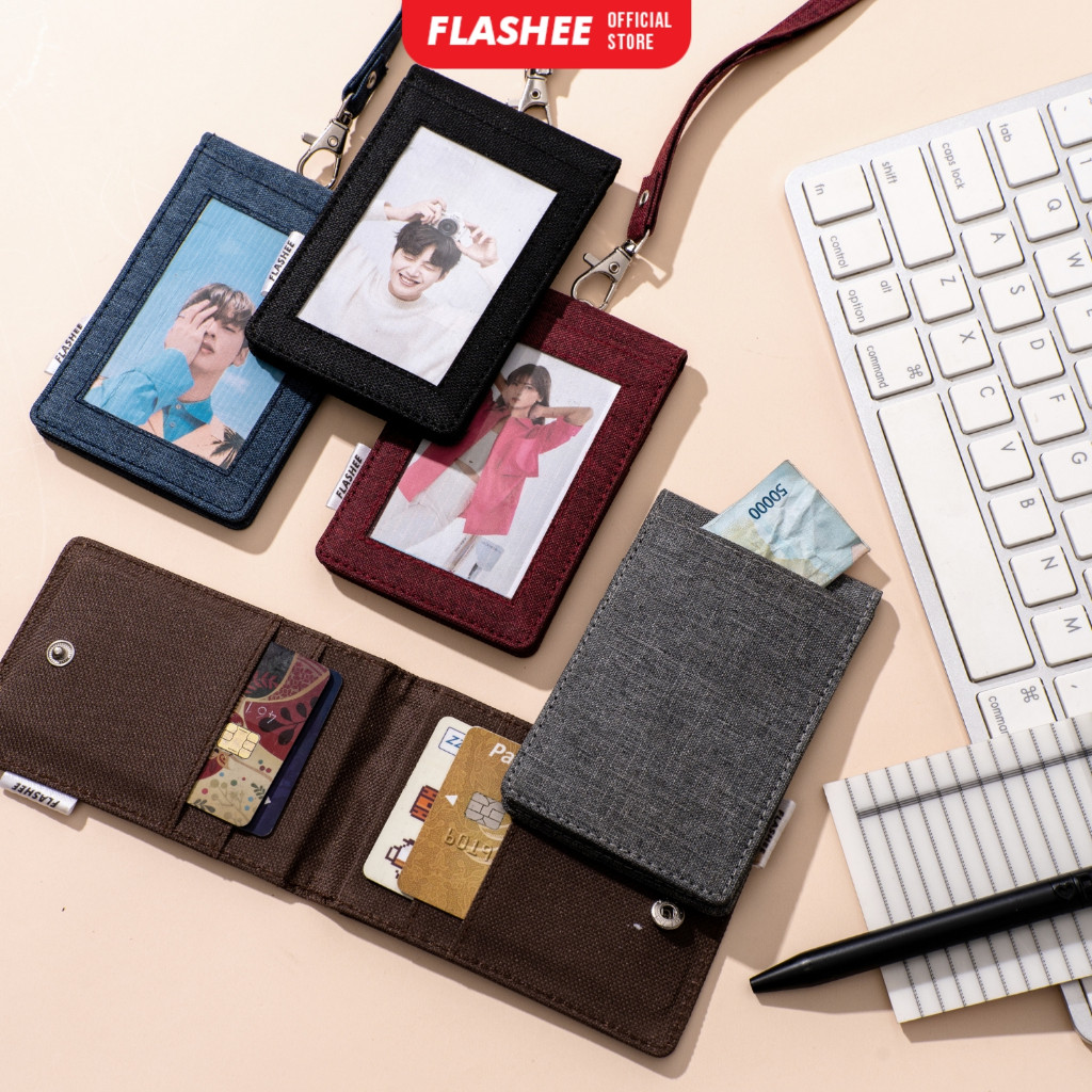 

Flashee Lanyard Kanvas Dompet Kancing ID Card Holder Oswald Lanyard Kanvas Name Tag Kanvas Kain