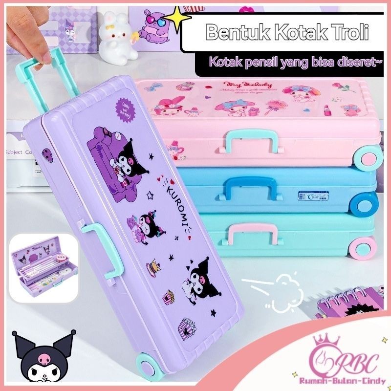 

Penjual LokalKotak Troli Lucu Kotak Pensil Kuromi Cinnamoroll Pochacco Kotak Alat Tulis Dua Lapis