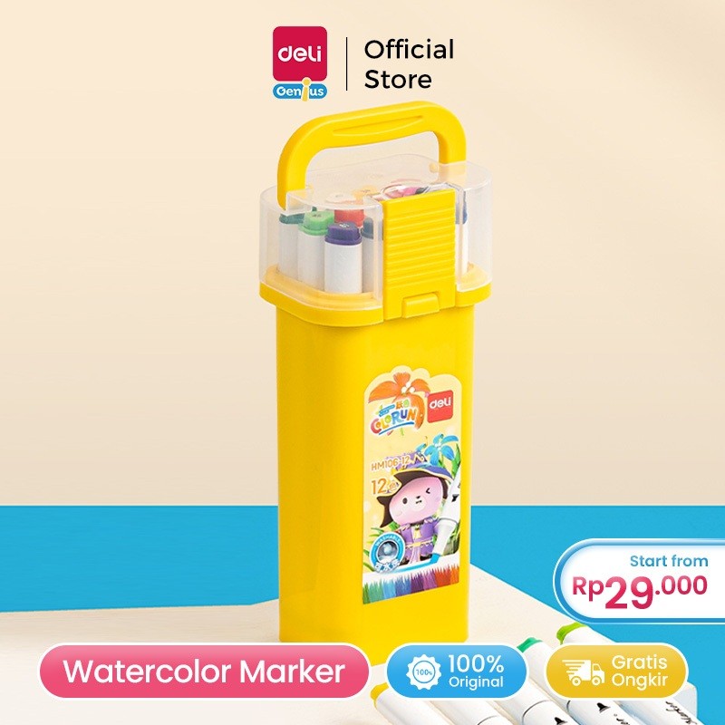 

Deli Water-based Sketch Marker / Spidol Warna Dual Tip 12 24 36 48 60 Warna HM106