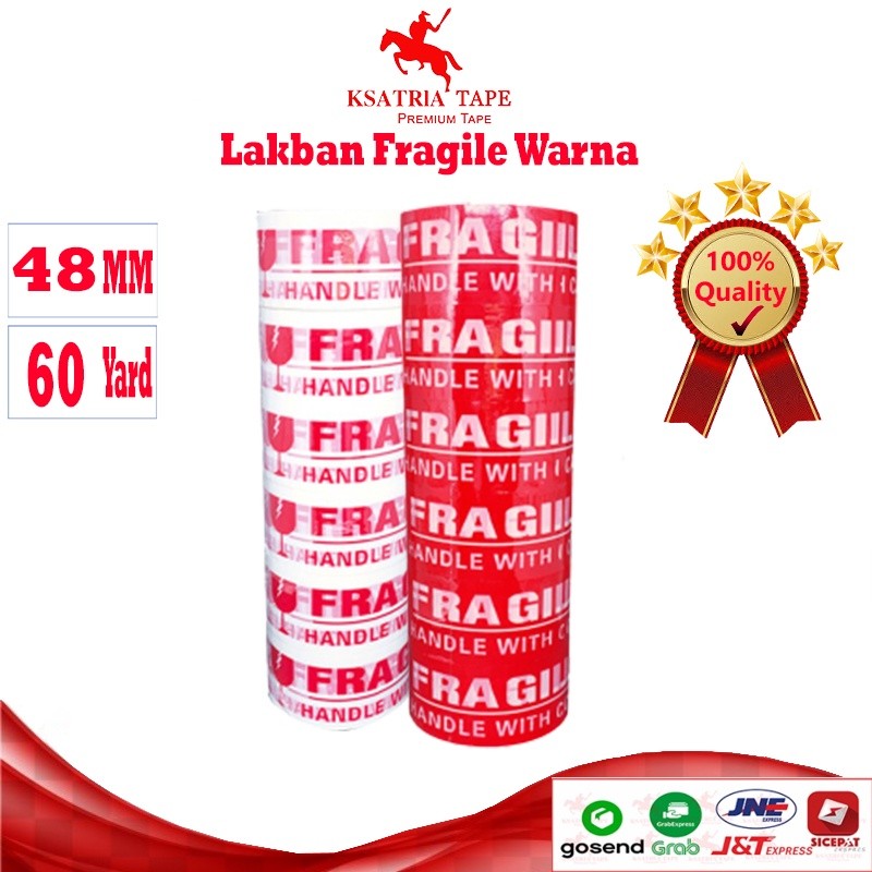 

[TERMURAH] Lakban OPP Tape / Lakban Fragile Merah Putih Dunia Packing 60 Yard (1 Slop)