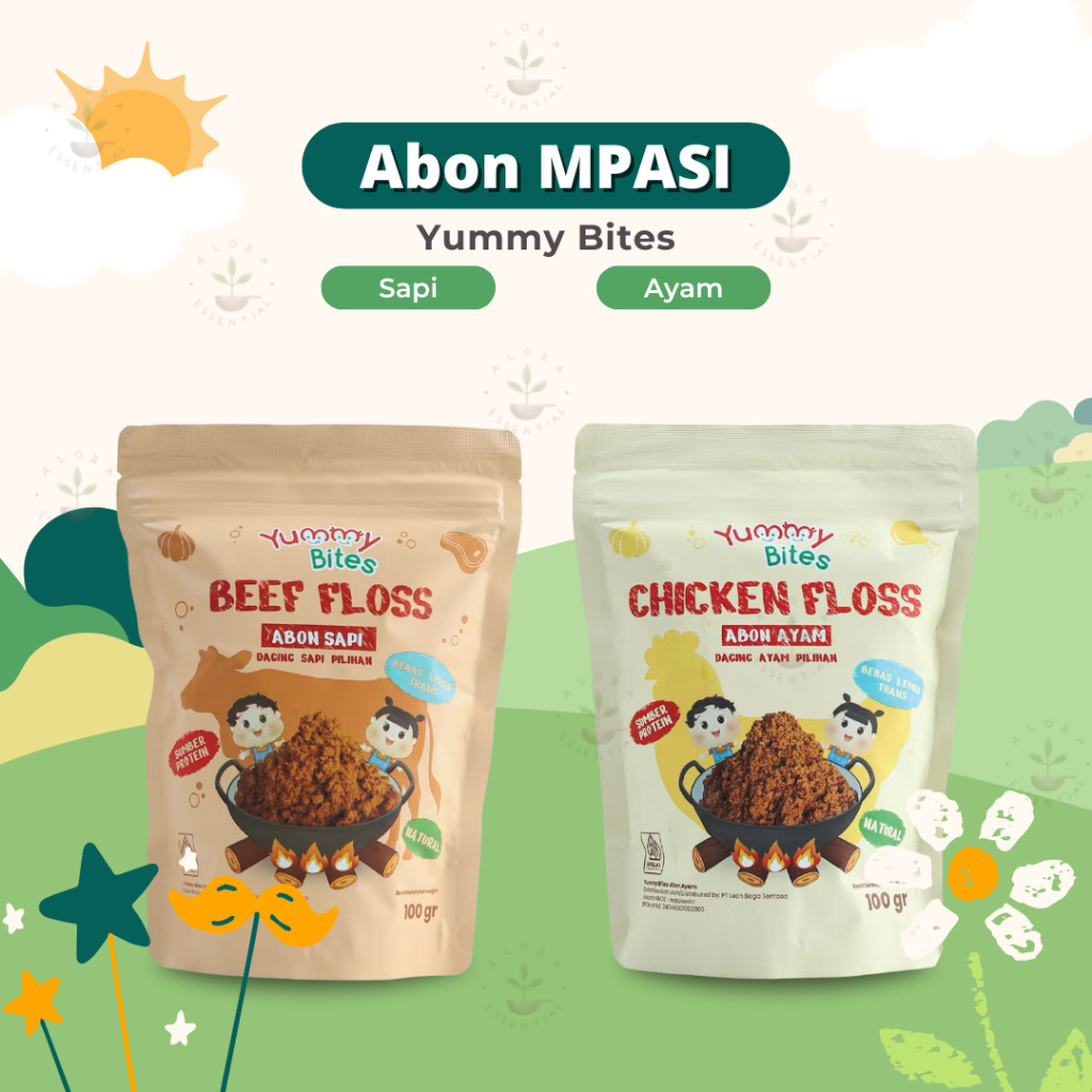 

Yummy Bites Abon Sapi Ayam Abon Mpasi Anak 100 gram - Booster - NO MSG - Abon Sapi Ayam