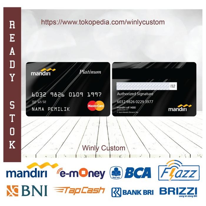 Ready E-money Etoll design MANDIRI Platinum Kartu saldo 30.000 - 2 SISI