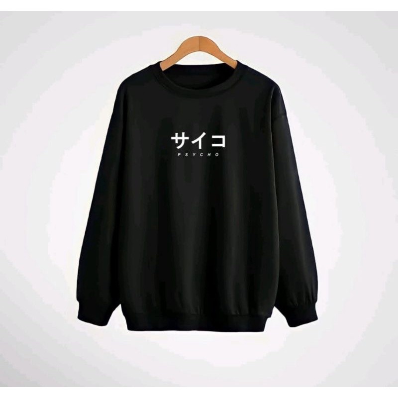 Sweater Crewneck PSYCHO pria wanita//japan